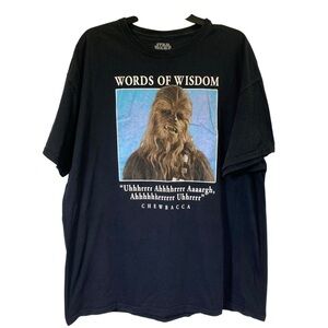 STAR WARS Chewbacca Words of Wisdom Graphic T-Shirt Black big men's size 2XL
